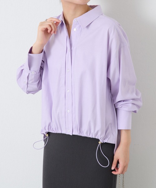 COLLAGE GALLARDAGALANTE（コラージュガリャルダガランテ）の「裾ドロストオックスシャツ（シャツ/ブラウス・レディース・パープル/オフホワイト/ブルー・FREE）」の13枚目の写真