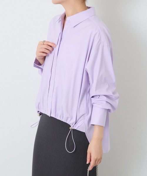 COLLAGE GALLARDAGALANTE（コラージュガリャルダガランテ）の「裾ドロストオックスシャツ（シャツ/ブラウス・レディース・パープル/オフホワイト/ブルー・FREE）」の12枚目の写真