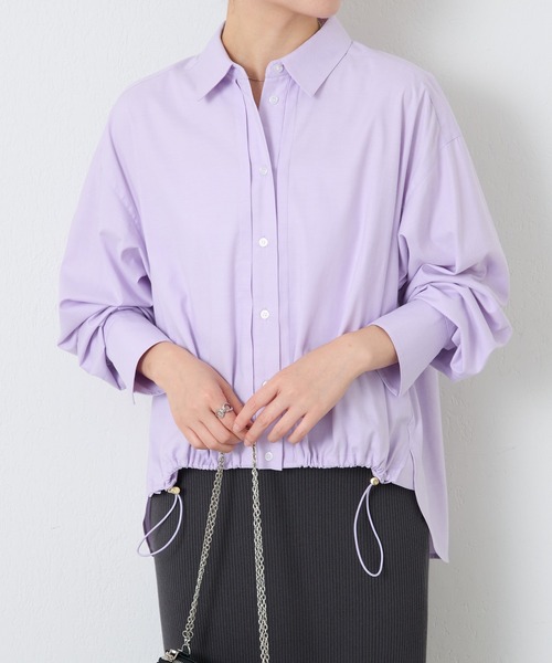 COLLAGE GALLARDAGALANTE（コラージュガリャルダガランテ）の「裾ドロストオックスシャツ（シャツ/ブラウス・レディース・パープル/オフホワイト/ブルー・FREE）」の10枚目の写真