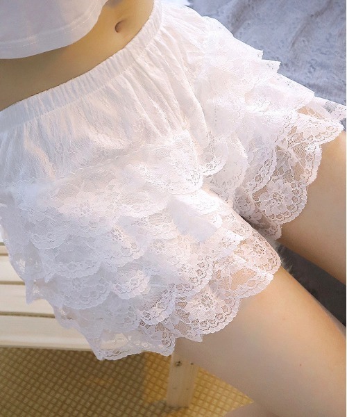 コットンレースフリルフリルショートパンツ / Cotton Lace Frill