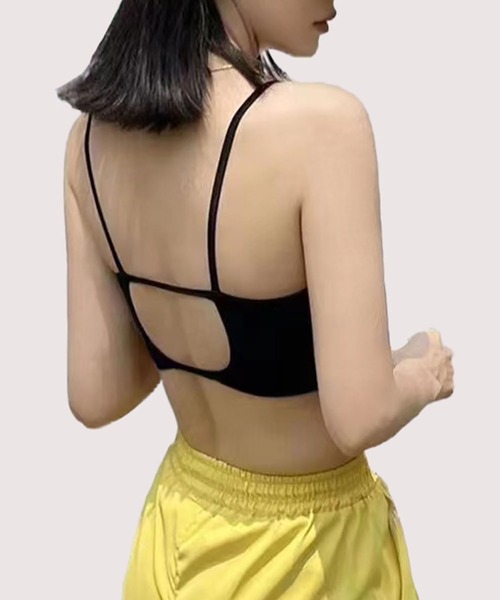 girl（ガール）の「カップ付きバックオープンキャミソール・ハーフブラトップ（キャミソール・レディース・ベージュ/ブラック/オフホワイト/チャコールグレー・FREE）」の6枚目の写真