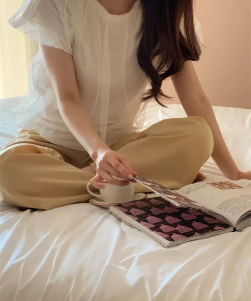 LYEON(リヨン)の「チュールレイヤードTシャツ/チュールドッキングトップス(Tシャツ/カットソー・レディース・アイボリー/ブラック・FREE)」の14枚目の写真