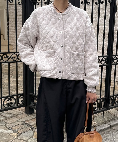 ダイヤキルトニットブルゾン(カーディガン/ボレロ)|Audrey and John Wad(オードリーアンドジョンワッド) ダイヤキルトニットブルゾン(カーディガン/ボレロ)|Audrey and John Wad(オードリーアンドジョンワッド)