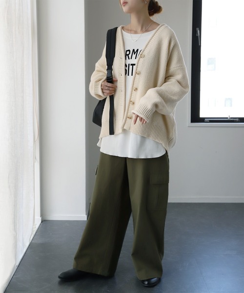 HUG.U(ハグユー)の「<選べる生地> 鹿のこショートカーデ 春夏薄手ver.新発売!(カーディガン/ボレロ・レディース・レッド/ベージュ/ダークグレー/マスタード/ブラック/アイボリー/ライトグレー/ホワイト/ミント/ライトブルー/ブラック系その他/レッド系その他・FREE)」の21枚目の写真