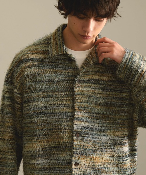 【セール】Revo. モヘアライク ルーズフィット グラデーション ミックスカラー シャギーニット シャツカーディガン（シャツ/ブラウス）｜Revo.（レボ）