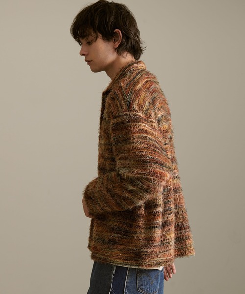 Revo.（レボ）の「Revo. モヘアライク ルーズフィット グラデーション ミックスカラー シャギーニット シャツカーディガン（シャツ/ブラウス・メンズ・レッド系/ブラウン系/グリーン系・2/1）」の20枚目の写真