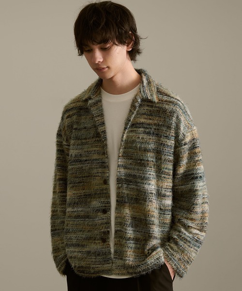 Revo.（レボ）の「Revo. モヘアライク ルーズフィット グラデーション ミックスカラー シャギーニット シャツカーディガン（シャツ/ブラウス・メンズ・レッド系/ブラウン系/グリーン系・2/1）」の22枚目の写真