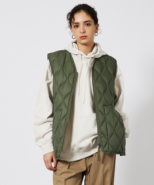 TAION/タイオン】ミリタリー VネックWジップ ダウンベスト-ソフト