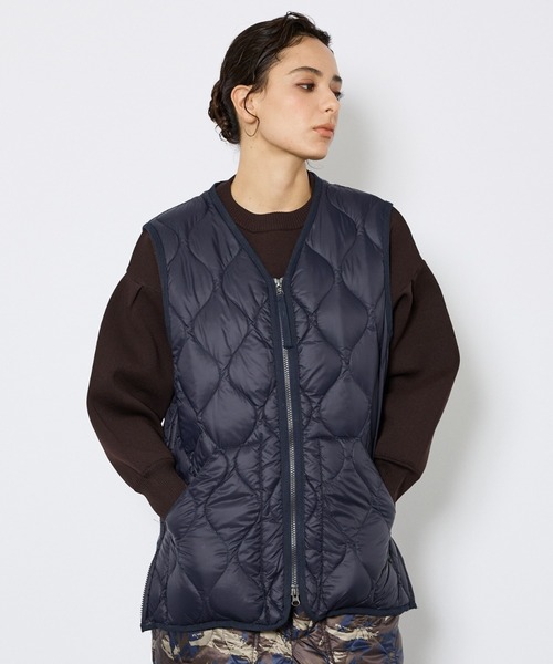 TAION/タイオン】ミリタリー VネックWジップ ダウンベスト-ソフト