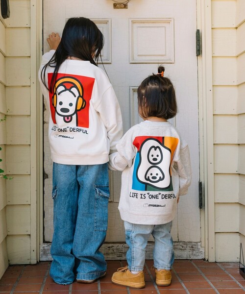 FREAK'S STORE(フリークスストア)の「matsui×FREAK'S STORE/マツイ×フリークスストア 別注 「もにゅもにゅ」キッズ バックプリント スウェット(スウェット・キッズ・ブラック/グレー/ホワイト・MEDIUM/LARGE/SMALL)」の11枚目の写真