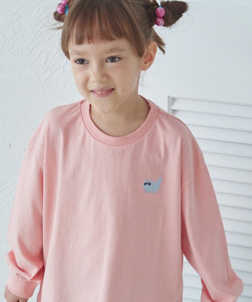 pairmanon（ペアマノン）の「ワンポイント オリジナル刺繍 長袖 Tシャツ（Tシャツ/カットソー・キッズ・ベージュ/ピンク/ホワイト/グリーン/ブラウン/ライトピンク/ライトブルー/ピンク系その他/オリーブ/ブラック・90/100/110/150/130/120/140/80）」の8枚目の写真