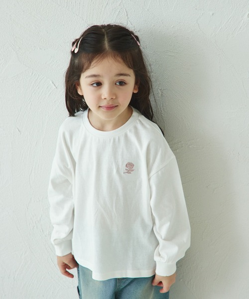 pairmanon（ペアマノン）の「ワンポイント オリジナル刺繍 長袖 Tシャツ（Tシャツ/カットソー・キッズ・ベージュ/ピンク/ホワイト/グリーン/ブラウン/ライトピンク/ライトブルー/ピンク系その他/オリーブ/ブラック・90/100/110/150/130/120/140/80）」の21枚目の写真