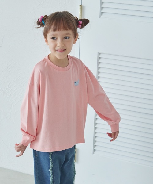 pairmanon（ペアマノン）の「ワンポイント オリジナル刺繍 長袖 Tシャツ（Tシャツ/カットソー・キッズ・ベージュ/ピンク/ホワイト/グリーン/ブラウン/ライトピンク/ライトブルー/ピンク系その他/オリーブ/ブラック・90/100/110/150/130/120/140/80）」の12枚目の写真