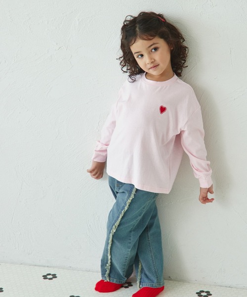 pairmanon（ペアマノン）の「ワンポイント オリジナル刺繍 長袖 Tシャツ（Tシャツ/カットソー・キッズ・ベージュ/ピンク/ホワイト/グリーン/ブラウン/ライトピンク/ライトブルー/ピンク系その他/オリーブ/ブラック・90/100/110/150/130/120/140/80）」の16枚目の写真