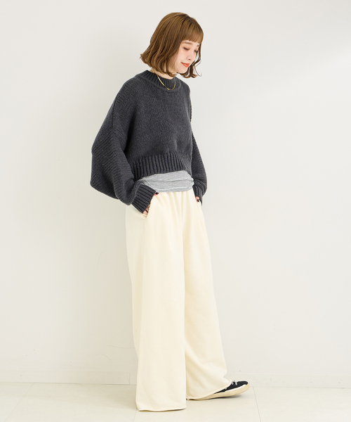 B.C STOCK(ベーセーストック)の「クロップ丈ニット(ニット/セーター・レディース・アイボリー/ウッド/ブラック系その他・FREE)」の13枚目の写真