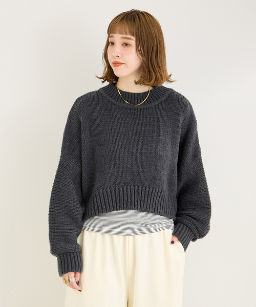 B.C STOCK(ベーセーストック)の「クロップ丈ニット(ニット/セーター・レディース・アイボリー/ウッド/ブラック系その他・FREE)」の15枚目の写真