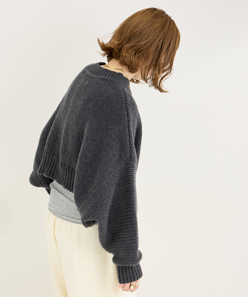 B.C STOCK(ベーセーストック)の「クロップ丈ニット(ニット/セーター・レディース・アイボリー/ウッド/ブラック系その他・FREE)」の18枚目の写真