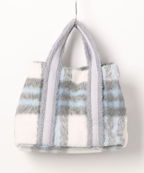 T・S・L（ティーエスエル）の「【T.S.L】チェック×ボアラインハンドルバック(846551)（ハンドバッグ・レディース・アイボリー/ベージュ/グレー・ALL）」の4枚目の写真