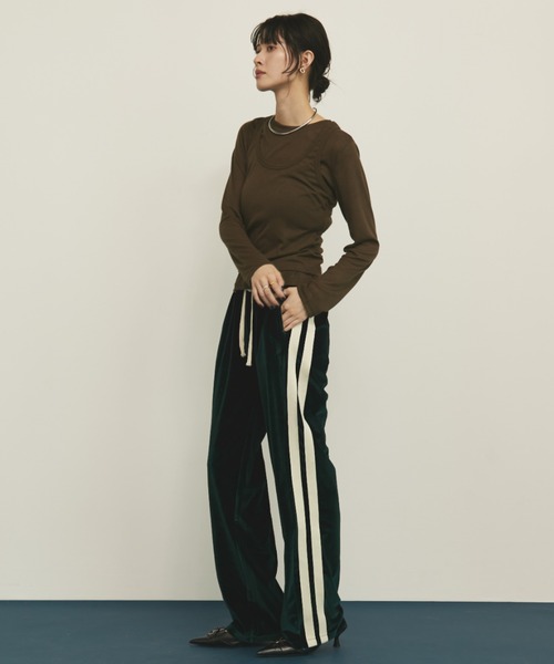 MERLOT（メルロー）の「レイヤードロンT（Tシャツ/カットソー・レディース・カーキ/ライトブルー/チャコールグレー・FREE）」の7枚目の写真