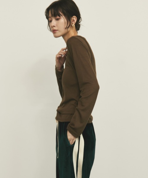 MERLOT（メルロー）の「レイヤードロンT（Tシャツ/カットソー・レディース・カーキ/ライトブルー/チャコールグレー・FREE）」の6枚目の写真