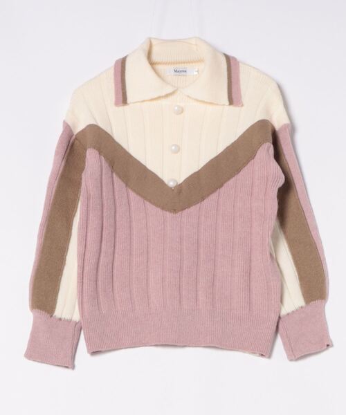 Mayree（メイリー）の「【Mayree】ポロシャツ風 ポロニット ニット（ニット/セーター・レディース・パープル・SMALL/MEDIUM/LARGE）」の3枚目の写真