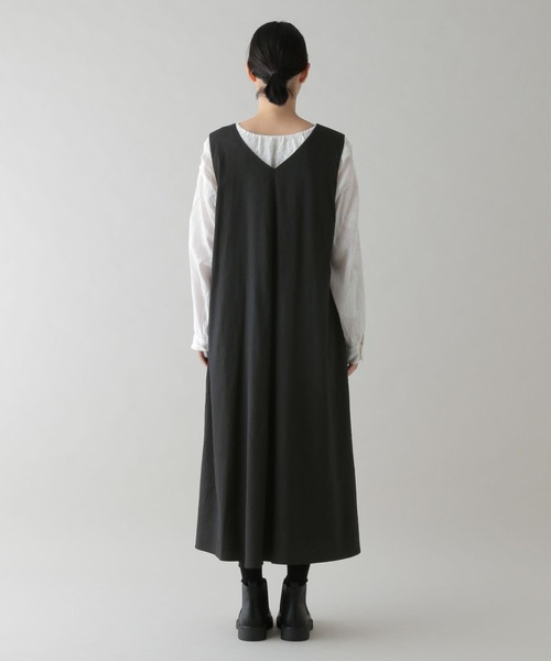 セール】《natural by clip》リネンレーヨンフレアVネックワンピース