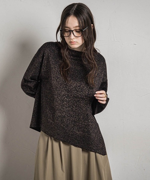 MAYSON GREY(メイソングレイ)の「アシンメトリーラメハイゲージニットプルオーバー≪手洗い可能≫(ニット/セーター・レディース・ブラック/ライトグレー/グリーン・M)」の17枚目の写真