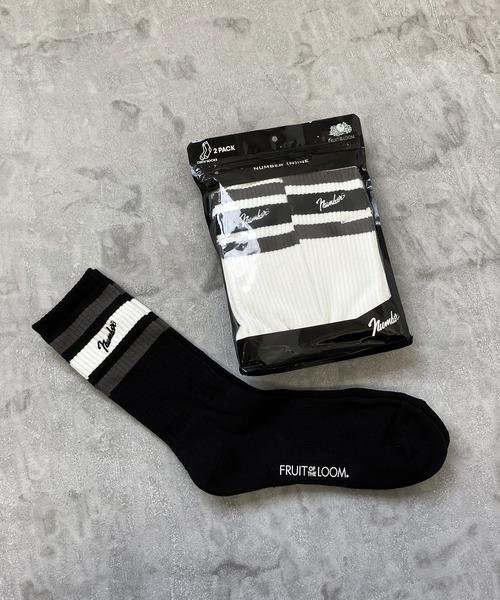 NUMBER (N)INE（ナンバーナイン）の「FRUIT OF THE LOOMxNUMBER(N)INE 2 パックソックス（ソックス/靴下・メンズ・ブラック/ホワイト・25cm～27cm）」の2枚目の写真