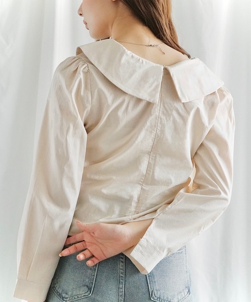 Jasmine Grandiflorum(ジャスミングランディフローラム)の「【Jasmine】Vネックアシメトリーブラウス(シャツ/ブラウス・レディース・ブラック/ライトベージュ/ブルー・FREE)」の19枚目の写真