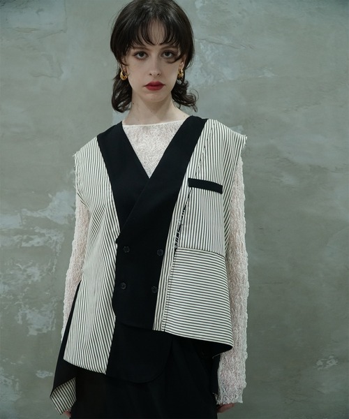 aimoha(アイモハ)の「【moyo】アシンメトリー リバシーブルベスト(ベスト・レディース・ブラック・FREE)」の11枚目の写真