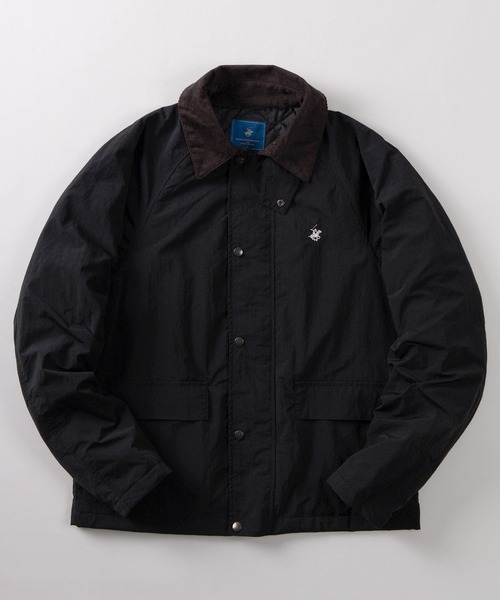 オニツカタイガー☆刺繍ロゴ 切替 中綿 ナイロンジャケット ネイビー L