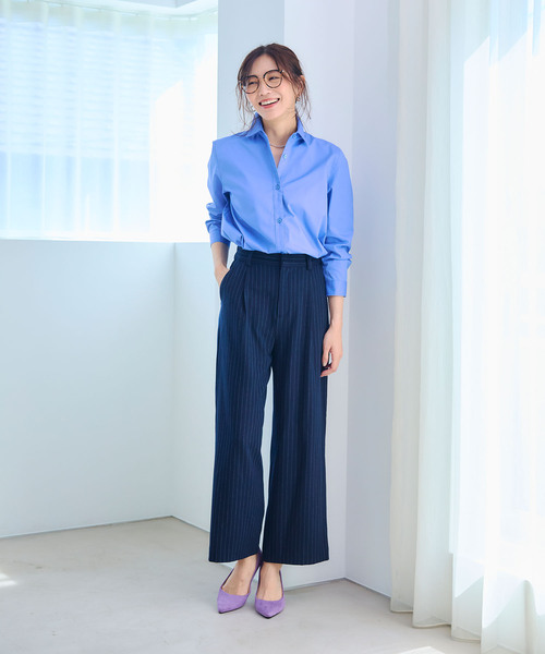 CROSS FUNCTION（クロスファンクション）の「《洗える》正解 ストレッチシャツ【CF/クロスファンクション】（シャツ/ブラウス・レディース・ブルー系その他/ホワイト/サックスブルー・L/M/LL）」の15枚目の写真