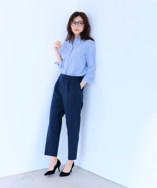 CROSS FUNCTION（クロスファンクション）の「《洗える》正解 ストレッチシャツ【CF/クロスファンクション】（シャツ/ブラウス・レディース・ブルー系その他/ホワイト/サックスブルー・L/M/LL）」の21枚目の写真