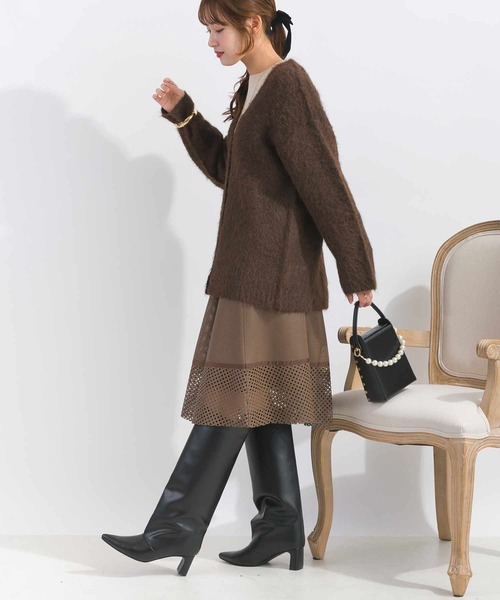 PICCIN（ピッチン）の「ファーニットカーディガン（カーディガン/ボレロ・レディース・ブラウン/グレー/ブルー・M）」の15枚目の写真