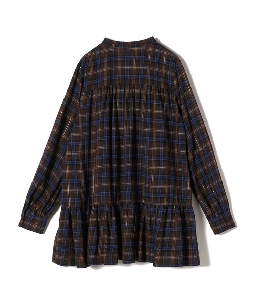 SHIPS Colors(シップス カラーズ)の「SHIPS Colors: 〈手洗い可能〉起毛 ラメ チェック チュニック(シャツ/ブラウス・レディース・ネイビー/ブラウン・ONE SIZE)」の13枚目の写真