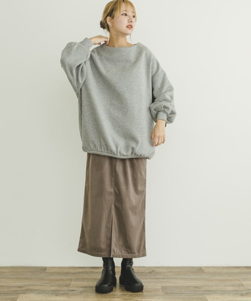 ITEMS URBANRESEARCH(アイテムズ アーバンリサーチ)の「裏起毛ボートネックスウェット(スウェット・レディース・ブラウン/グレー系その他/オフホワイト・FREE)」の9枚目の写真