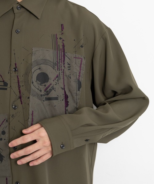 HARE（ハレ）の「ドローイングモチーフフロントプリントシャツ(HARE)（シャツ/ブラウス・メンズ・ブラック/グリーン/ホワイト・FREE）」の18枚目の写真