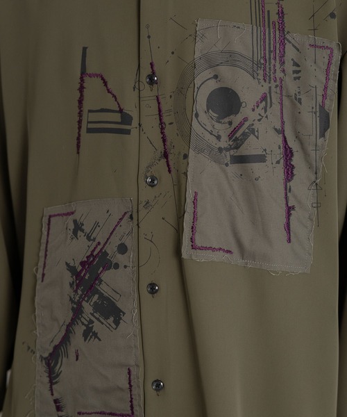 HARE（ハレ）の「ドローイングモチーフフロントプリントシャツ(HARE)（シャツ/ブラウス・メンズ・ブラック/グリーン/ホワイト・FREE）」の20枚目の写真