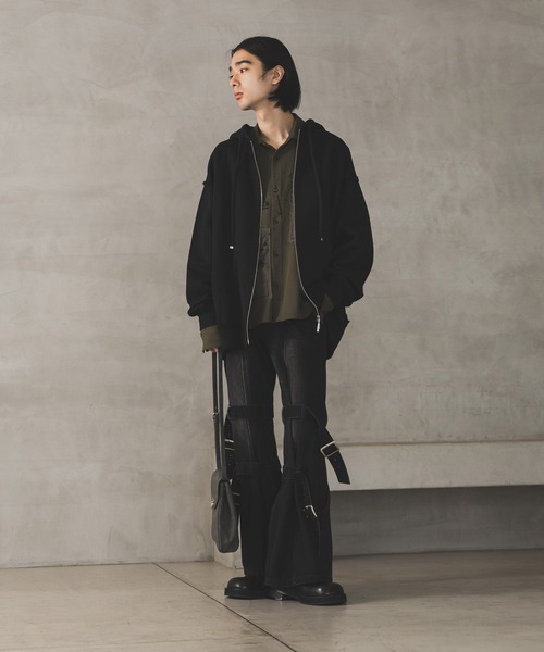 HARE（ハレ）の「ドローイングモチーフフロントプリントシャツ(HARE)（シャツ/ブラウス・メンズ・ブラック/グリーン/ホワイト・FREE）」の7枚目の写真