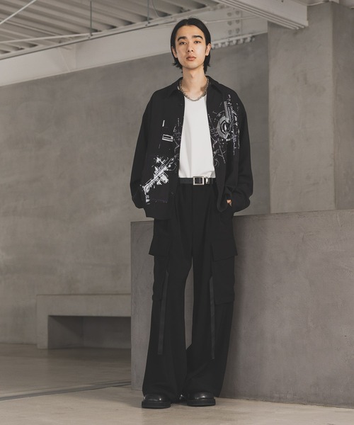 HARE（ハレ）の「ドローイングモチーフフロントプリントシャツ(HARE)（シャツ/ブラウス・メンズ・ブラック/グリーン/ホワイト・FREE）」の10枚目の写真