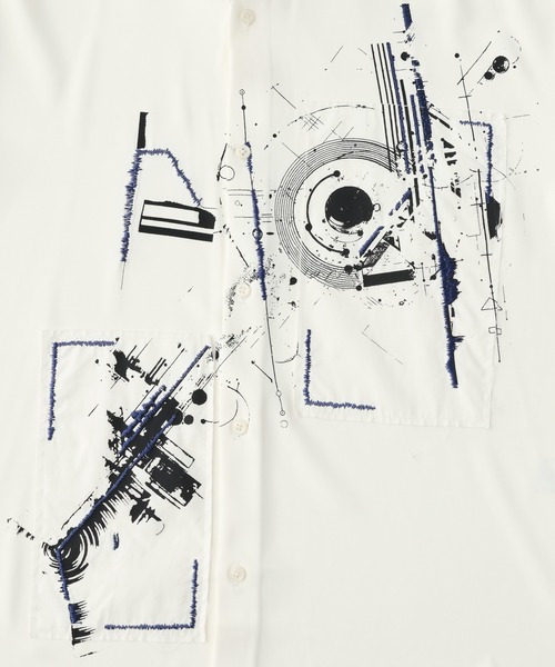 HARE（ハレ）の「ドローイングモチーフフロントプリントシャツ(HARE)（シャツ/ブラウス・メンズ・ブラック/グリーン/ホワイト・FREE）」の22枚目の写真