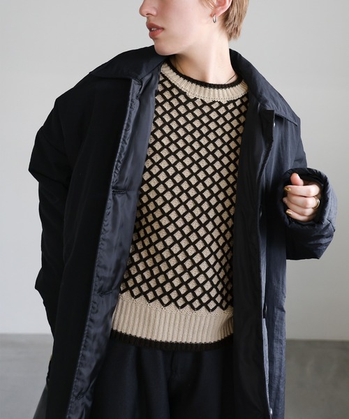 select MOCA（セレクトモカ）の「【洗える】バイカラーメッシュニット（ニット/セーター・レディース・チャコールグレー/ベージュ・FREE）」の10枚目の写真