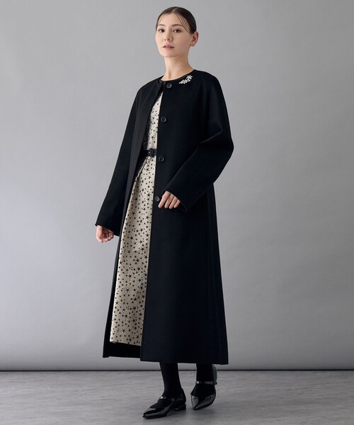 ANAYI 黒 ベルト付きケープコート　36 ANAYI 黒 ベルト付きケープコート 36 ANAYI 黒 ベルト付きケープコート