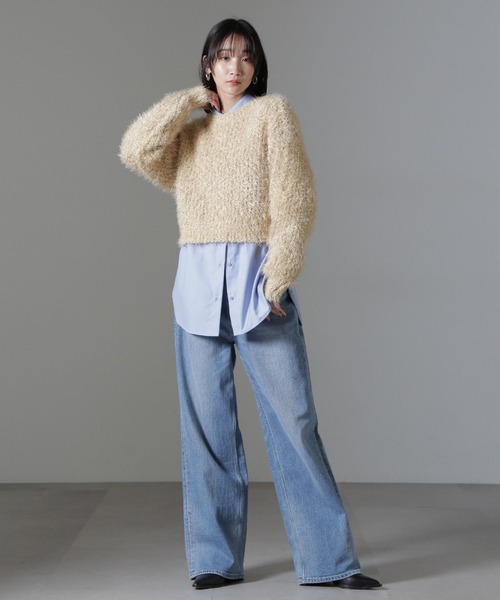 トップス nano NANO universe ニット セーター ラメスラブシアーワイドニット