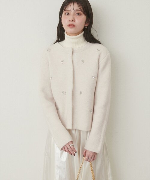 natural couture(ナチュラルクチュール)の「【大人ナチュ】ノーカラービジューニットコート(その他アウター・レディース・モカ/グレー/アイボリー・FREE)」の22枚目の写真