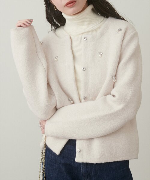 natural couture(ナチュラルクチュール)の「【大人ナチュ】ノーカラービジューニットコート(その他アウター・レディース・モカ/グレー/アイボリー・FREE)」の20枚目の写真