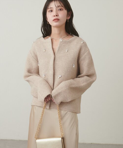 【タグ付き未使用品】スーパービューティー　ノーカラーコート　ビジュー　44 XL SUPERBEAUTY(スーパービューティー) コート サイズ42 L