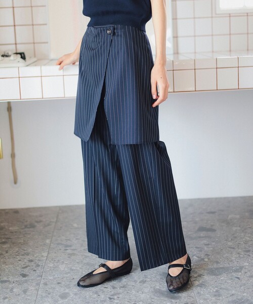 B:MING by BEAMS(ビーミングバイビームス)の「ラップ スカート付き パンツ(S~M)(スラックス・レディース・ネイビー/ブラウン系その他・SMALL/MEDIUM)」の3枚目の写真