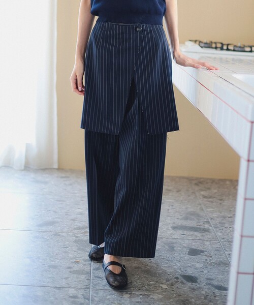 B:MING by BEAMS(ビーミングバイビームス)の「ラップ スカート付き パンツ(S~M)(スラックス・レディース・ネイビー/ブラウン系その他・SMALL/MEDIUM)」の4枚目の写真