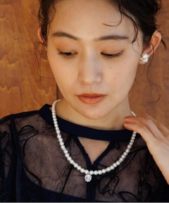 パール×ビジュー マグネットネックレス/結婚式/パーティー